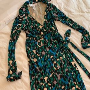 DVF cheetah print wrap dress